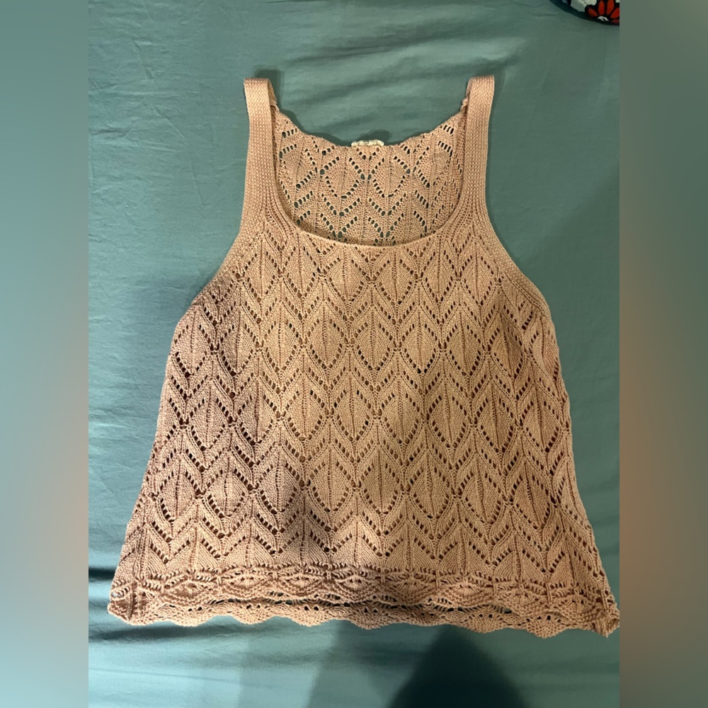 Garage Pink Crochet Knit Top